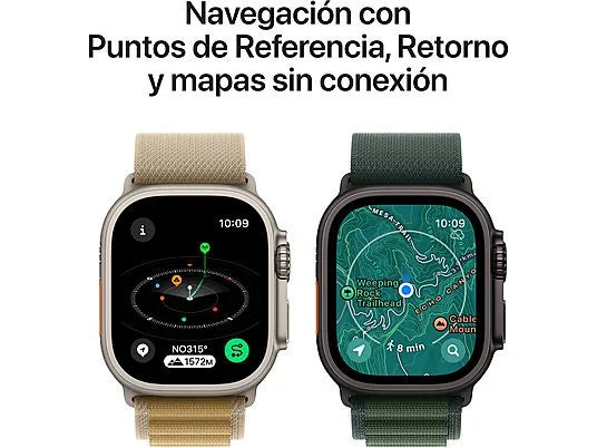 Apple Watch Ultra 2 (2024), GPS + Cellular, 49 mm, Caja de Titanio Natural, Gesto doble toque, Correa Ocean Band de color Azul marino