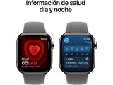 Apple Watch Series 10 (2024), GPS + Cellular, 42 mm, Gesto de doble toque, Caja de titanio Natural, Correa deportiva Gris piedra, Talla M/L