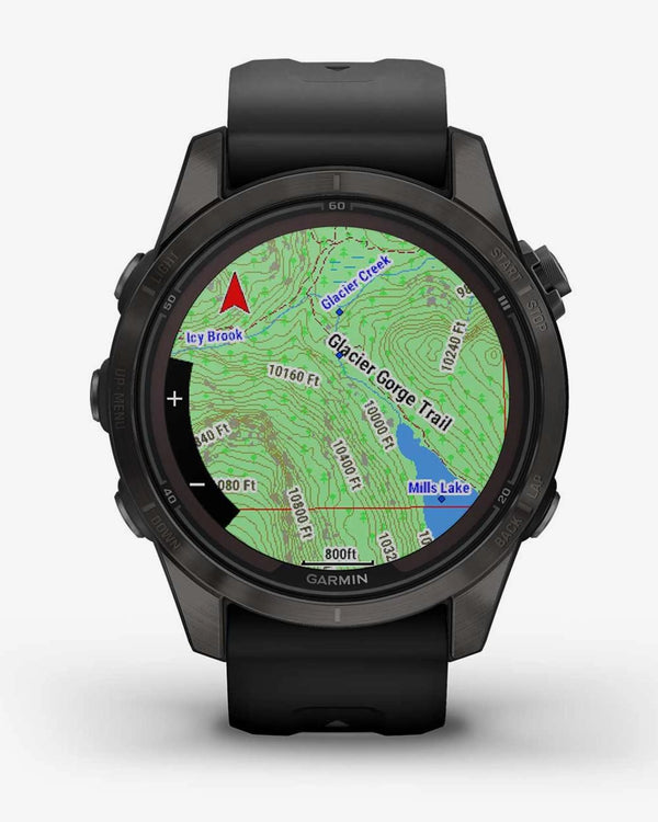 Garmin Fenix 7S Pro Zafiro Solar Titanio gris carbón correa negro