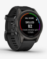 Garmin Fenix 7S Pro Zafiro Solar Titanio gris carbón correa negro