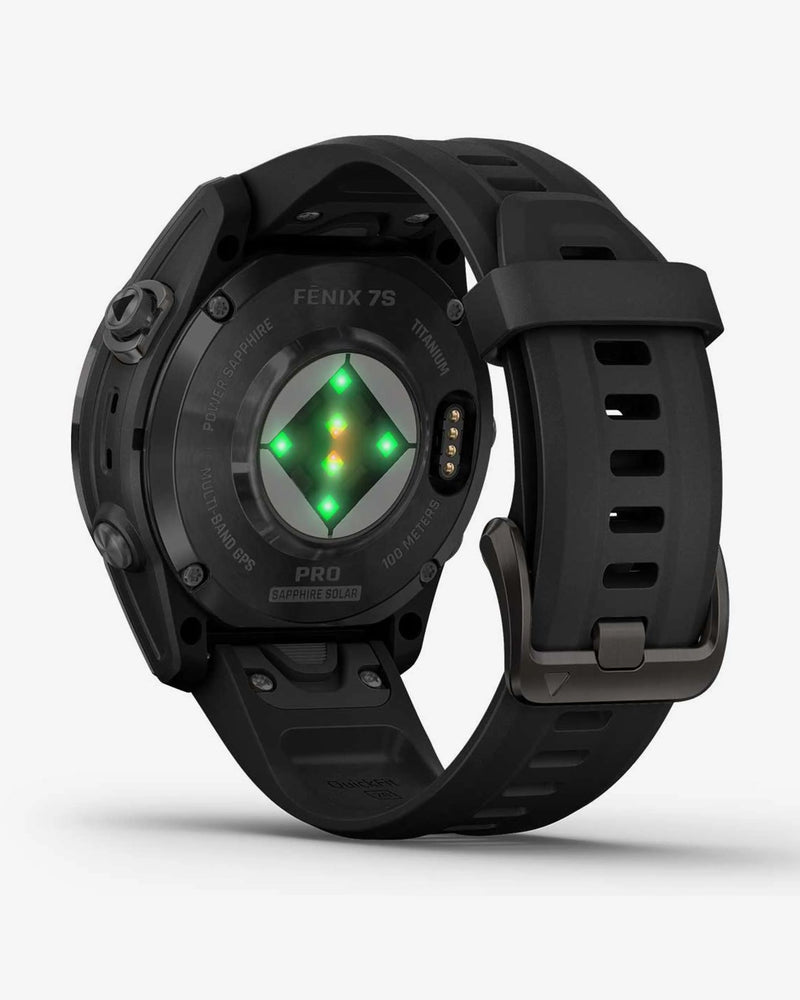 Garmin Fenix 7S Pro Zafiro Solar Titanio gris carbón correa negro