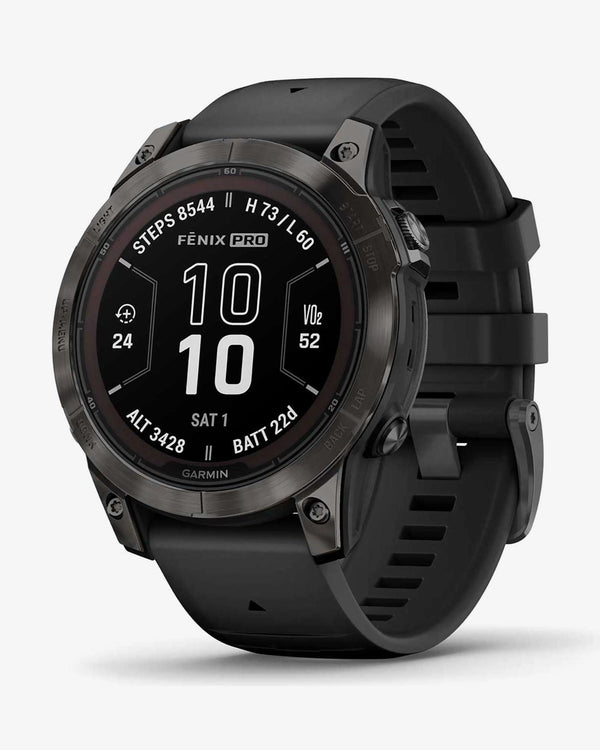 Garmin Fenix 7 Pro Zafiro Solar Titanio gris carbón correa negro