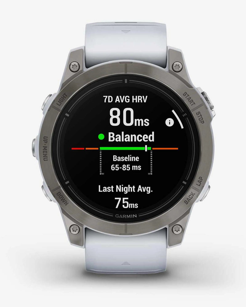 Garmin EPIX 2 PRO Zafiro 47 mm Titanio correa blanco