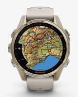 Garmin Fenix 8 AMOLED Zafiro 43 mm dorado correa beige