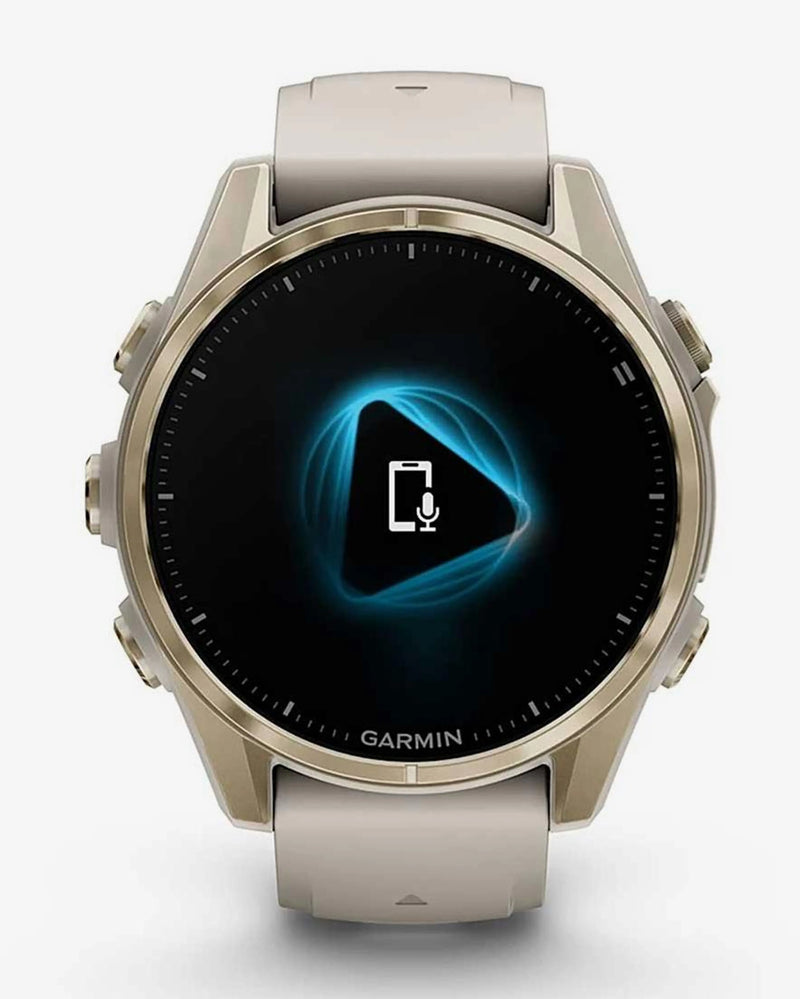 Garmin Fenix 8 AMOLED Zafiro 43 mm dorado correa beige