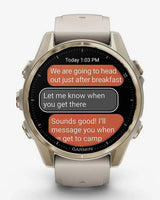 Garmin Fenix 8 AMOLED Zafiro 43 mm dorado correa beige