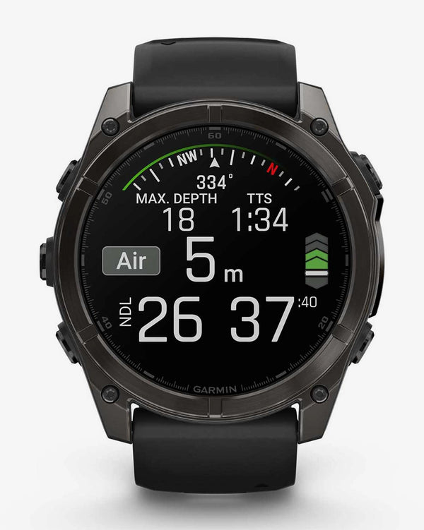 Garmin Fenix 8 AMOLED Zafiro 51 mm Titanio gris carbón correa negro