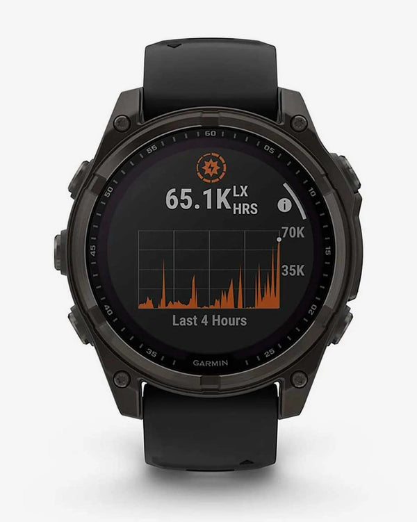 Garmin Fenix 8 Zafiro Solar 47 mm Titanio gris carbón correa negro