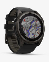 Garmin Fenix 8 Zafiro Solar 51 mm Titanio gris carbón correa negro