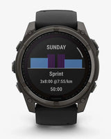 Garmin Fenix 8 Zafiro Solar 51 mm Titanio gris carbón correa negro