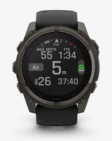 Garmin Fenix 8 Zafiro Solar 51 mm Titanio gris carbón correa negro