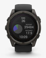 Garmin Fenix 8 Zafiro Solar 51 mm Titanio gris carbón correa negro