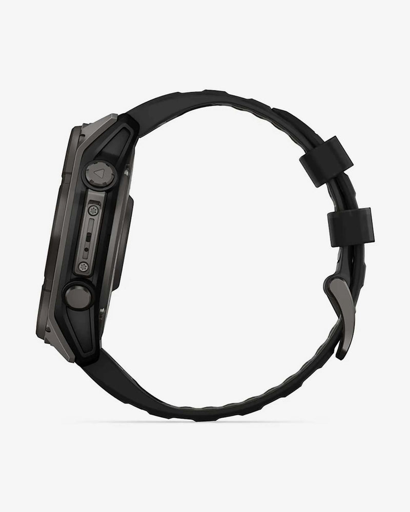 Garmin Fenix 8 Zafiro Solar 51 mm Titanio gris carbón correa negro