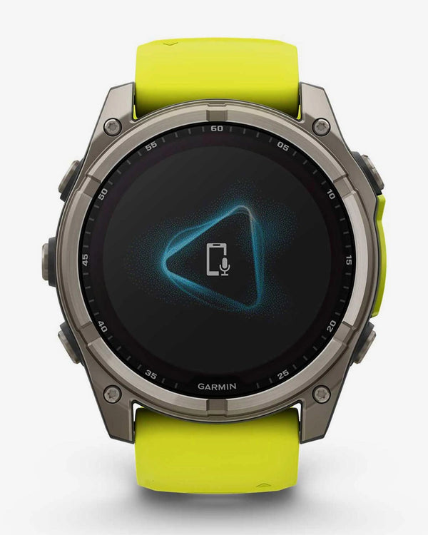 Garmin Fenix 8 Zafiro Solar 51 mm Titanio gris correa amarillo
