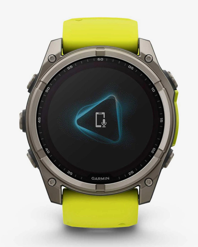 Garmin Fenix 8 Zafiro Solar 51 mm Titanio gris correa amarillo