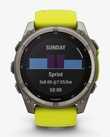 Garmin Fenix 8 Zafiro Solar 51 mm Titanio gris correa amarillo