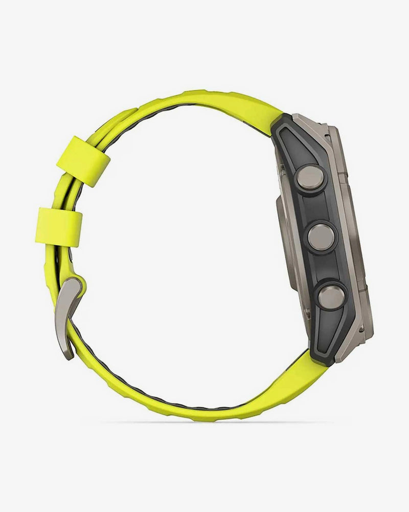 Garmin Fenix 8 Zafiro Solar 51 mm Titanio gris correa amarillo
