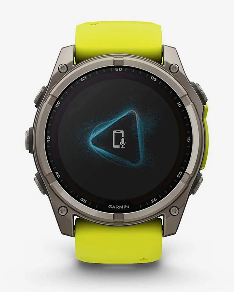 Garmin Fenix 8 Zafiro Solar 51 mm Titanio gris correa amarillo
