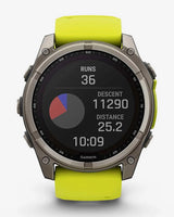Garmin Fenix 8 Zafiro Solar 51 mm Titanio gris correa amarillo