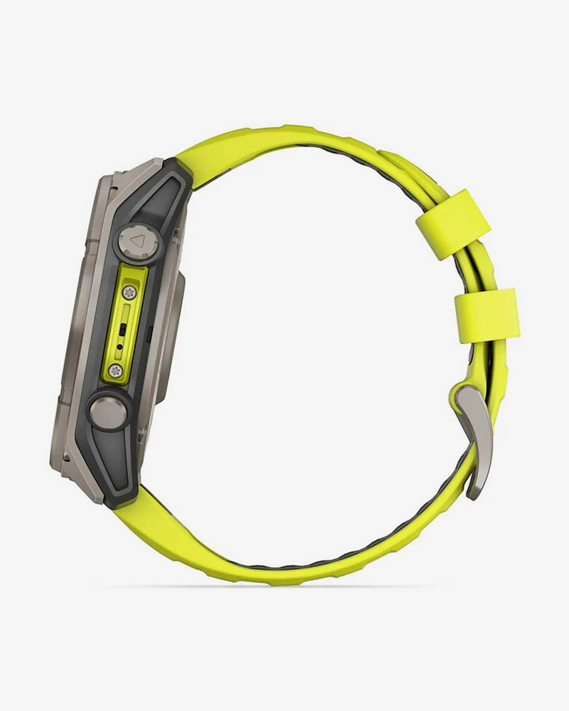 Garmin Fenix 8 Zafiro Solar 51 mm Titanio gris correa amarillo