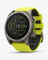 Garmin Fenix 8 Zafiro Solar 51 mm Titanio gris correa amarillo